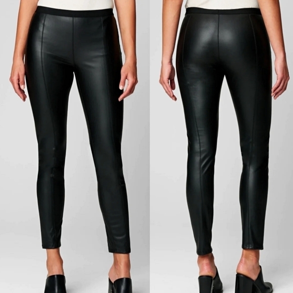 Blank NYC NWT Night Walks Black Faux Leather Pull On Pant Elastic Waist Modern - Picture 1 of 10